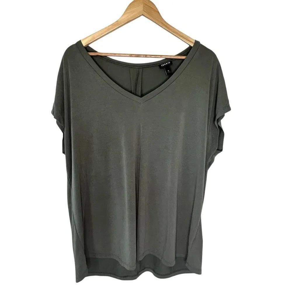 Torrid size XL (size 0) olive sage green V-neck modal tee